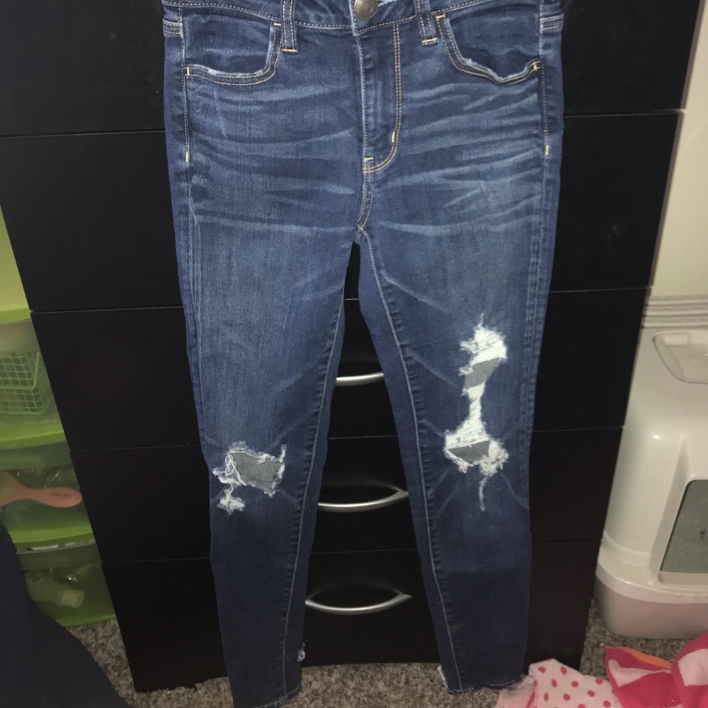 AEO high rise ripped jeggings 0